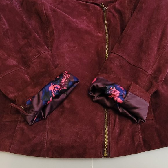 Isaac Mizrahi Burgundy Leather Jacket - Picture 9 of 16